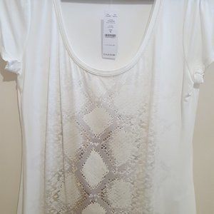 Off White Snake Skin Scoop Neck Shirt